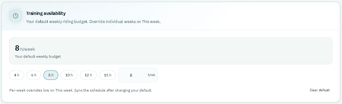 Training availability settings